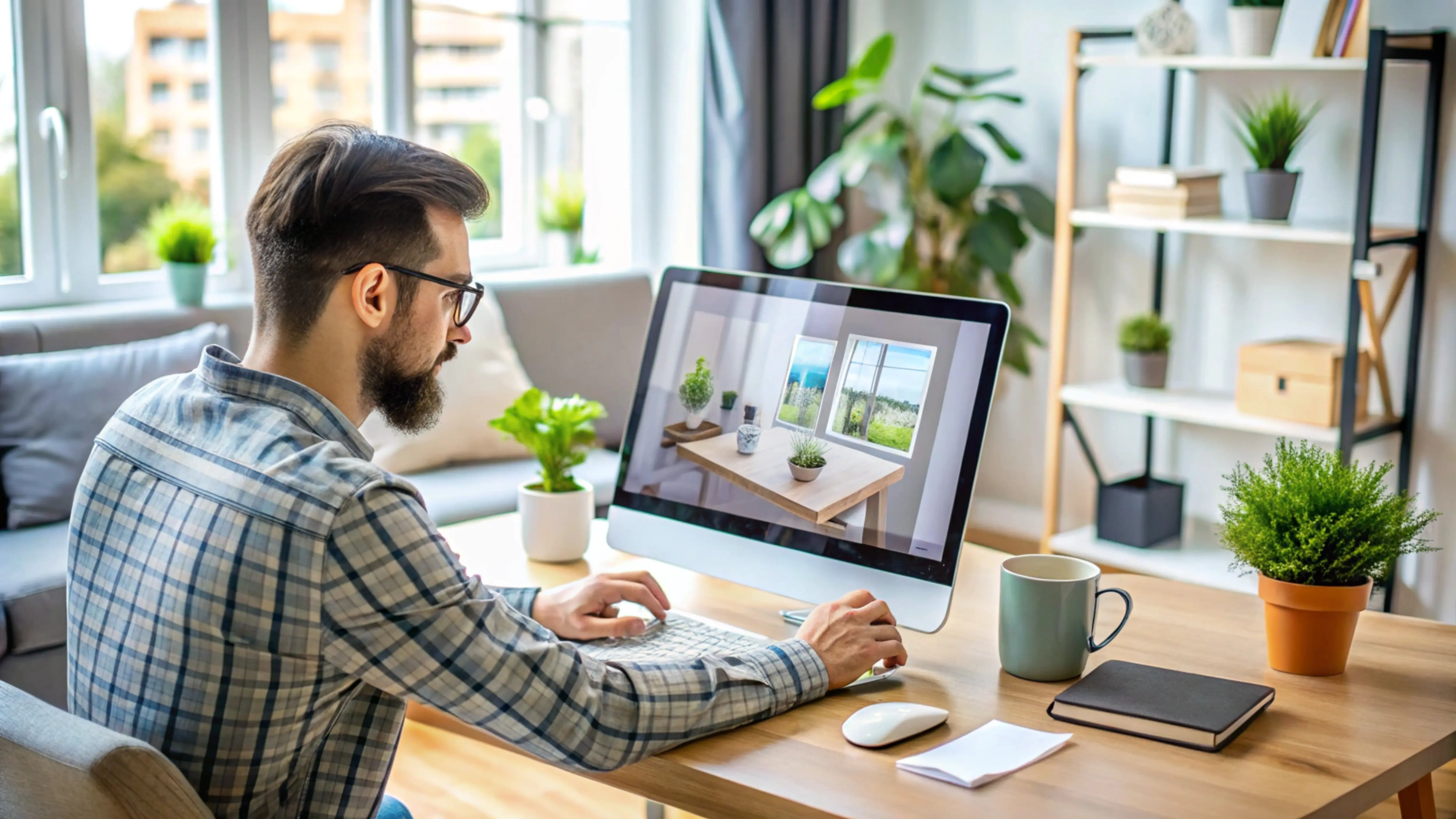 Someone designing a website or digital product while working from home.